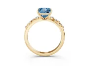 Fancy Blue Princess Cut Diamond Cluster Solitaire Ring Set in Yellow gold with Prong Setting