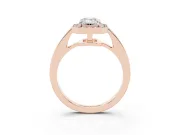 Emerald Cut Diamond Halo Pavé Engagement Ring Set in Rose gold with Bezel Setting