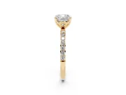 Cushion Cut Pave Solitaire Engagement Ring Setting | Fine Line Pave Band | Yellow Gold