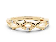 Round Diamond Twist Band Set in Yellow gold with Prong Setting