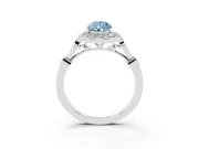 Fancy Blue Pear Cut Diamond Halo Engagement Ring Set in Platinum with Twisted Band and Prong Setting