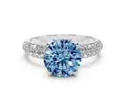 Round Domed Pavé Engagement Ring Setting for a Fancy Blue Lab-Grown Diamond | Platinum