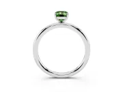 Fancy Green Emerald Cut Diamond Solitaire Ring Set in White gold with Prong Setting on a Polished Plain Band