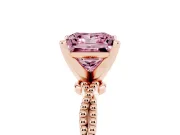 Princess Cut Twisted Engagement Ring Setting for a Fancy Pink Lab-Grown Diamond | Beaded Twist | Rose Gold