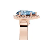 Pear-Shaped Halo Engagement Ring Setting for a Fancy Blue Lab-Grown Diamond | Pavé Panel Shoulders | Rose Gold