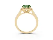 Heart-Shaped Petal Tip Halo Engagement Ring Setting for a Fancy Green Lab-Grown Diamond | Pavé Band | Yellow Gold