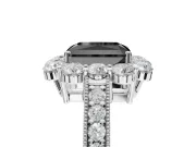 Radiant Cut Vintage Halo Engagement Ring Setting for a Black Center | Platinum