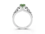 Oval Graduated Side Stone Engagement Ring Setting for a Fancy Green Lab-Grown Diamond | Flat Top Band | Platinum