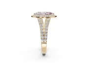 Marquise Halo Pavé Engagement Ring Setting for a Fancy Pink Lab-Grown Diamond | Narrow Split Shank | Yellow Gold