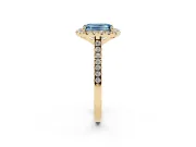 Emerald Cut Halo Engagement Ring Setting for a Fancy Blue Lab-Grown Diamond | Tapered Band | Yellow Gold