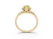 Fancy Yellow Marquise Cut Diamond Halo Ring Set in Yellow gold with Twisted Band and Prong Setting