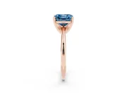 Fancy Blue Asscher Cut Diamond Solitaire Ring Set in Rose gold with Prong Setting on a Plain Round Band