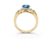 Princess Cut Side Stone Engagement Ring Setting for a Fancy Blue Lab-Grown Diamond | Yellow Gold