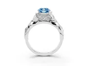 Cushion Cut Leaf Bypass Engagement Ring Setting for a Fancy Blue Lab-Grown Diamond | Platinum