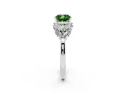 Cushion Cut Leaf Cluster Engagement Ring Setting for a Fancy Green Lab-Grown Diamond | Platinum