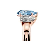 Pear-Shaped Three Stone Engagement Ring Setting for a Fancy Blue Lab-Grown Diamond | Matching Side Stones | Rose Gold