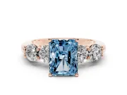 Radiant Cut Five Stone Engagement Ring Setting for a Fancy Blue Lab-Grown Diamond | Prong Set Side Stones | Rose Gold