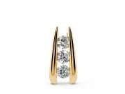 Round Lab-Grown Diamond Three-Stone Channel Set Drop Pendant | U-Shaped Base | Yellow Gold