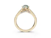 Marquise Pavé Solitaire Engagement Ring Setting for a Fancy Green Lab-Grown Diamond | Crossover Gallery | Yellow Gold
