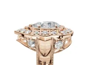 Pear-Shaped Vintage Halo Engagement Ring Setting | Art Deco Side Panels | Rose Gold