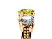 Heart-Shaped Three Stone Engagement Ring Setting for a Fancy Yellow Lab-Grown Diamond | Beaded Shoulders | Yellow Gold