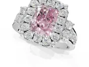 Radiant Cut Halo Engagement Ring Setting for a Fancy Pink Lab-Grown Diamond | Graduated Channel Band | Platinum