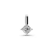 Princess Cut Lab-Grown Diamond Solitaire Pendant Necklace | Tall Bar Bail | White Gold