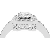 Emerald Cut Diamond Halo Ring Set in White gold with Pavé-Setting Band and Open Prong Center