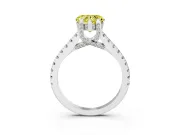 Heart-Shaped Hidden Halo Engagement Ring Setting for a Fancy Yellow Lab-Grown Diamond | Claw Prongs | Sterling Silver