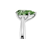 Fancy Green Pear Cut Diamond Solitaire Ring Set in Platinum with Cathedral Band and Prong Setting