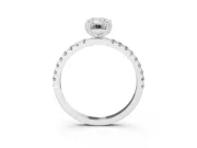 Emerald Cut Diamond Brilliant Solitaire Set in White gold with Pavé Band and Claw Prong Setting