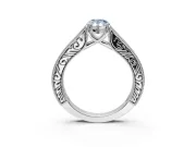 Pear-Shaped Vintage Pavé Engagement Ring Setting for a Fancy Blue Lab-Grown Diamond | Sterling Silver