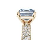 Asscher Cut Domed Pavé Engagement Ring Setting for a Fancy Blue Lab-Grown Diamond | Yellow Gold
