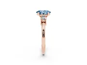 Oval Three Stone Engagement Ring Setting for a Fancy Blue Lab-Grown Diamond | Round Side Stones | Rose Gold