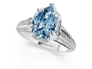 Fancy Blue Pear Cut Diamond Pavé Split Shank Solitaire Ring Set in White gold with Prong Setting