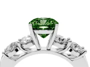 Cushion Cut Five Stone Engagement Ring Setting for a Fancy Green Lab-Grown Diamond | Plain Band | Sterling Silver