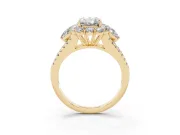 Radiant Cut Diamond Halo Split Shank Engagement Ring Set in Yellow gold with Prong-Held Center Stone