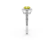 Fancy Yellow Cushion Cut Diamond Halo Pavé Engagement Ring Set in Platinum with Bezel Setting