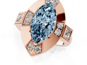 Marquise Milgrain Sectioned Halo Engagement Ring Setting for a Fancy Blue Lab-Grown Diamond | Rose Gold