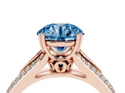 Round Split Shank Engagement Ring Setting for a Fancy Blue Lab-Grown Diamond | Pave Band | Rose Gold