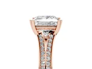 Princess Cut Pave Split Shank Engagement Ring Setting | Double Claw Prongs | Rose Gold