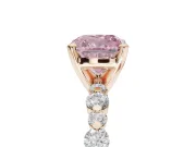 Cushion Cut Pavé Solitaire Engagement Ring Setting for a Fancy Pink Lab-Grown Diamond | Alternating Accents | Rose Gold