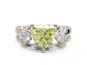 Heart-Shaped Three Stone Engagement Ring Setting for a Fancy Yellow Lab-Grown Diamond | Tapered Band | Yellow Gold