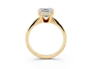 Asscher Cut Diamond Solitaire Ring Set in Yellow gold with Prong Setting on a Plain Round Band