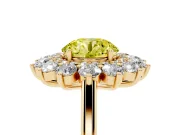 Round Floral Double Halo Engagement Ring Setting for a Fancy Yellow Lab-Grown Diamond | Plain Band | Yellow Gold