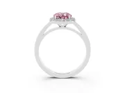 Fancy Pink Oval Cut Diamond Halo Ring Set in Platinum with Solitaire Band and Prong Setting