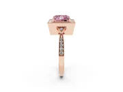 Princess Cut Milgrain Halo Engagement Ring Setting for a Fancy Pink Lab-Grown Diamond | Graduated Pavé | Rose Gold