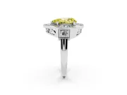 Fancy Yellow Pear Cut Diamond Milgrain Halo Ring Set in Silver with Split Shank