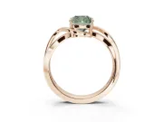 Cushion Cut Bypass Solitaire Engagement Ring Setting for a Fancy Green Lab-Grown Diamond | Pavé Strands | Rose Gold