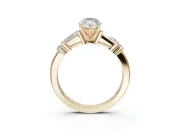 Marquise Tapered Baguette Engagement Ring Setting | Bar Set Sides | Yellow Gold